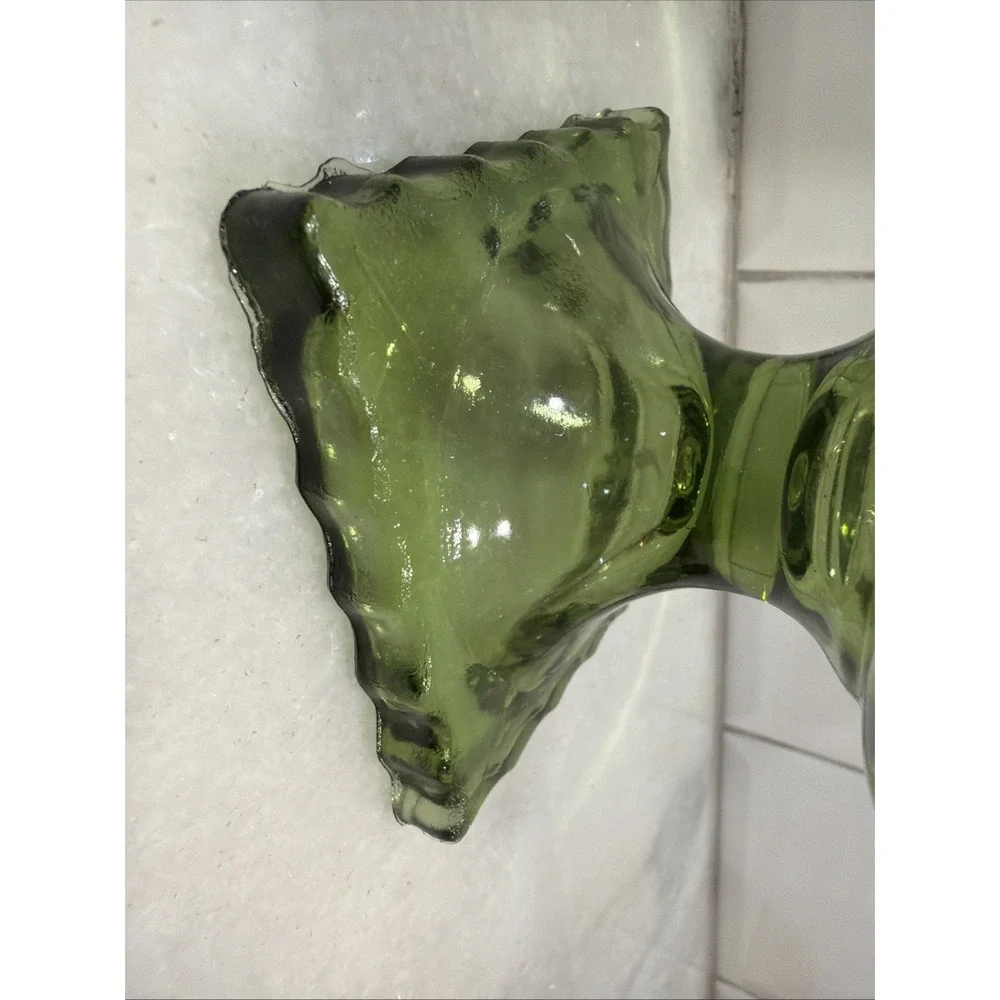 Hazel-Atlas Avocado Green Footed Vase ATC50 Fluted Pedestal 5.75